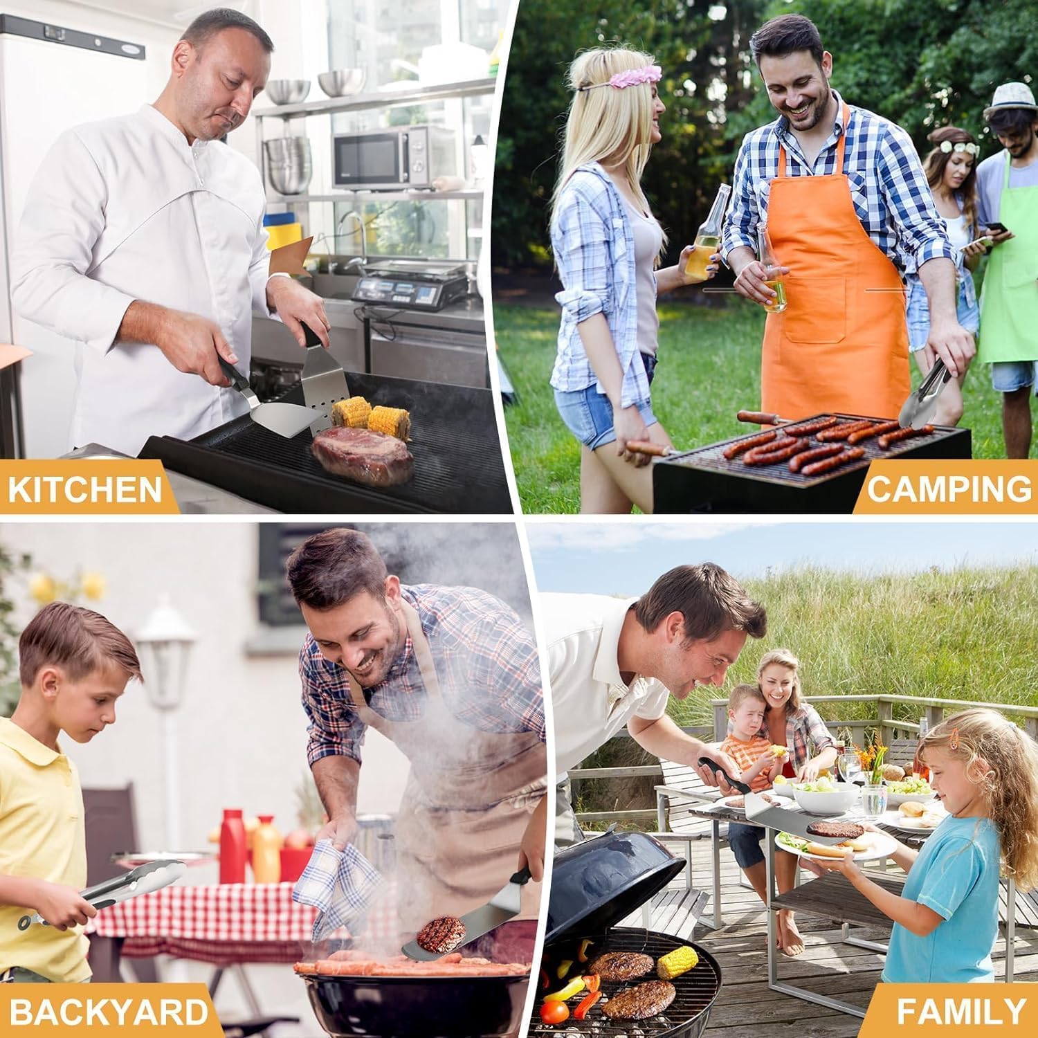 Kit di accessori per piastra da 18 pezzi, set di accessori per griglia con parte superiore piatta, per Blackstone e Camp Chef, set di spatole per grill con spatole ingrandite, copertura per