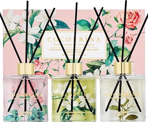 Miniatura 9 de COCORRÍNA Juego de Difusor de Aceite con Varillas de Junco de 3 Unidades/3 Pack/ Difusor de 3.04 Fl.oz con 24 Varillas/ Vainilla Cachemir/Sandalia