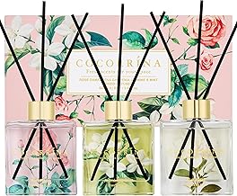COCORRÍNA 3 Pack/90 ml Pink Rose/Gardenia/Jasmine & Mint Room Fragrance Diffuser with 24 Sticks for Bathroom, Apartment, Home Decoration