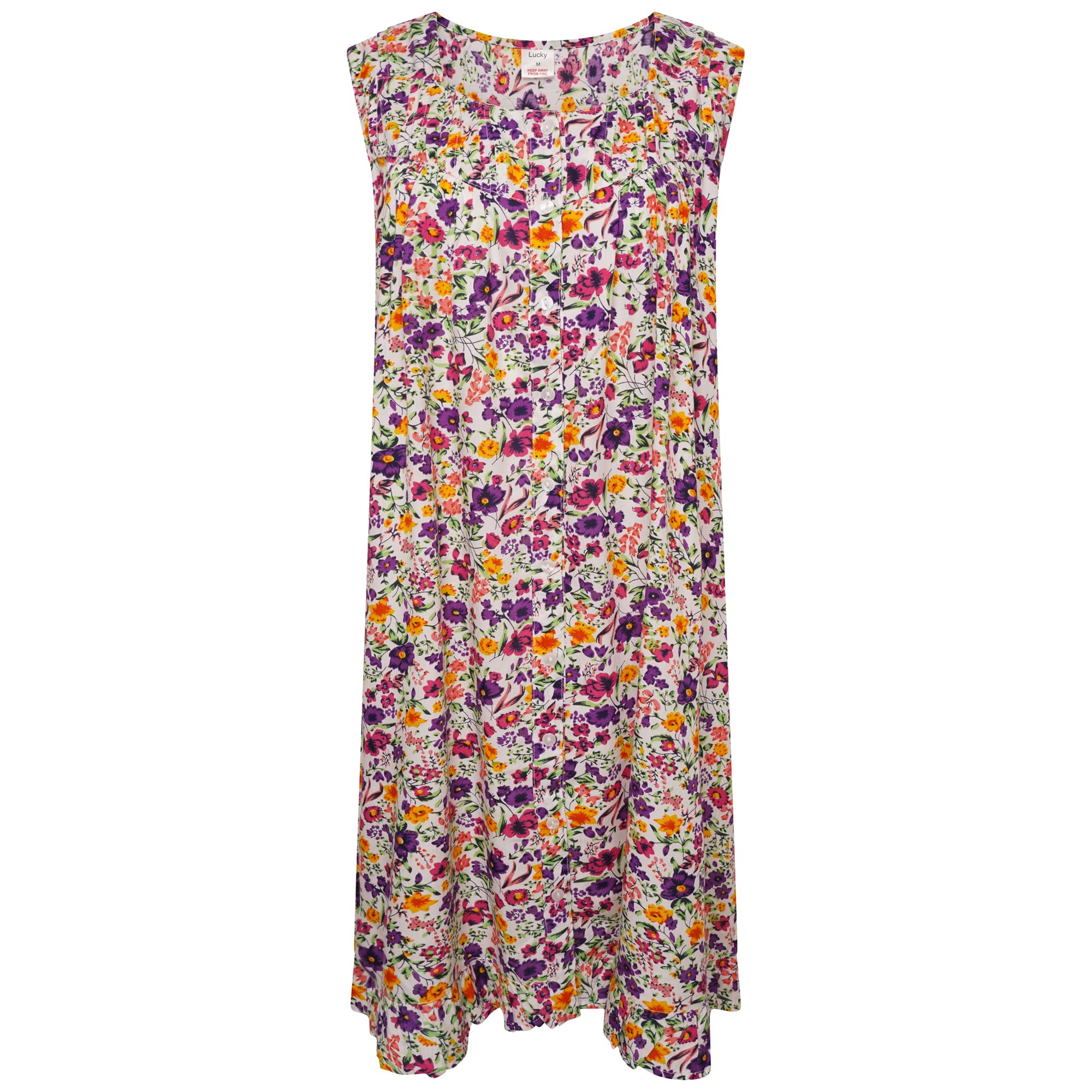 i-Smalls Women's Floral Nightie Super Soft Nursing Nightdress Sleeveless Breastfeeding Nightshirt (XL) Button Down Purple Flower