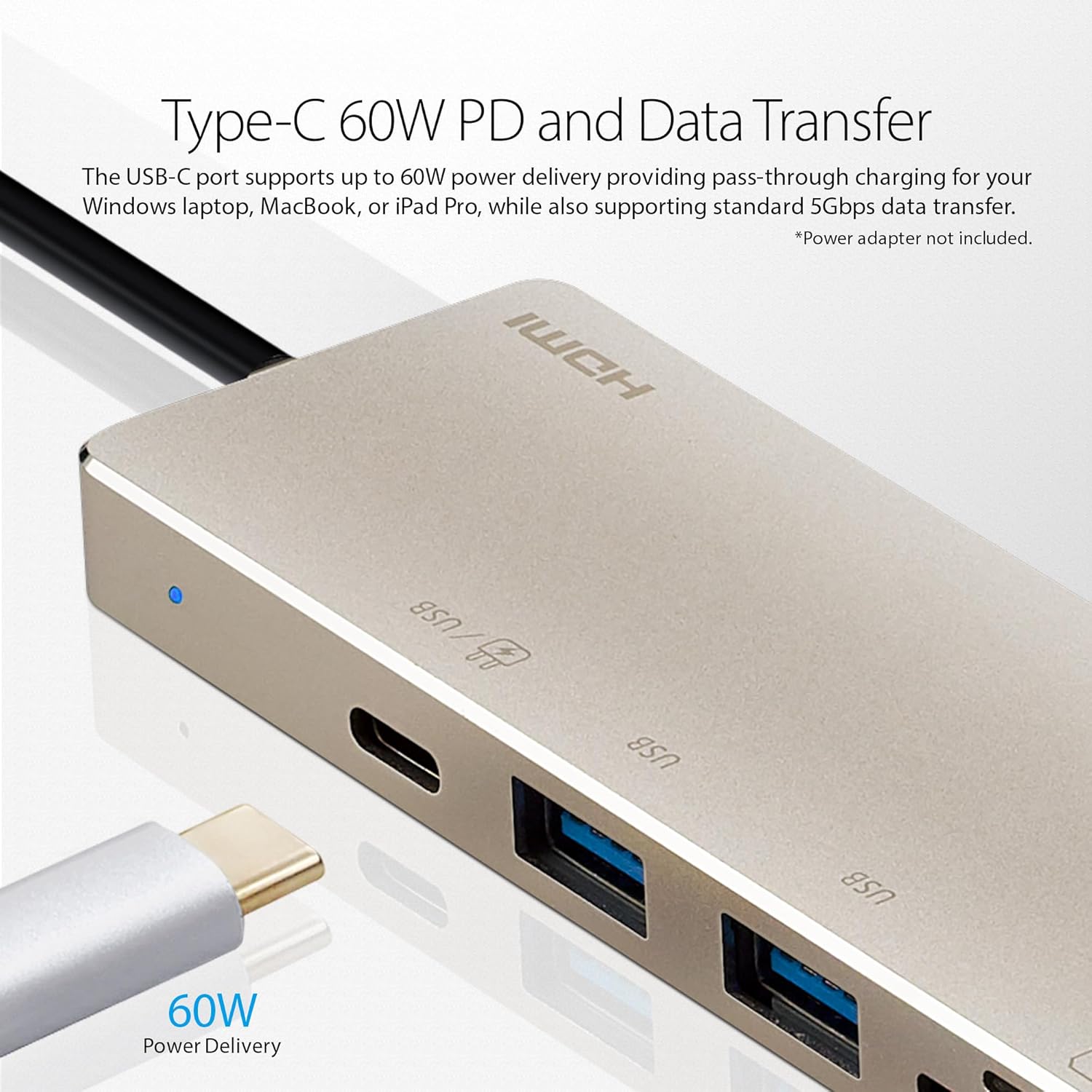 ATEN UH3239 4K 6 Ports USB C 6-in-1 Portable Mini Docking Station USB C Port Thunderbolt 3, HDMI, SD, Micro SD Card, USB 3.2 60W PD 2.0 for Laptop Tablet Smartphones for Windows and MacBook