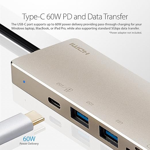 ATEN UH3239 Hub USB C 6 en 1 Mini Docking Station 4K 60W PD miniatura 2