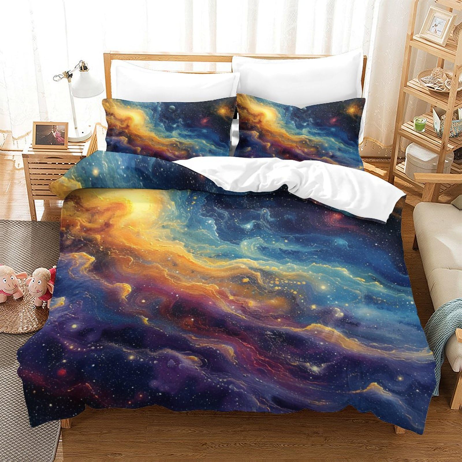 Housse de couette 3D ciel de galaxies en microfibre super douce et parure de lit de luxe 220x240