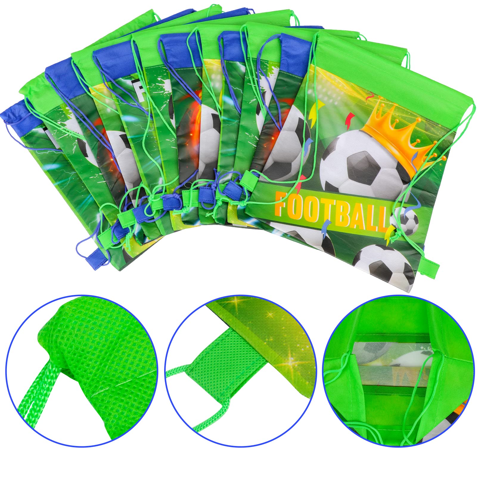 Borse Festa Calcio Con Coulisse - Confezione Da 9, Verde - Foto 14