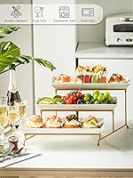 Vista 3 de YHOSSEUN Bandeja para servir de 3 niveles para fiestas, bandejas y bandejas escalonadas, soporte de bandeja escalonada de 14 pulgadas, soporte