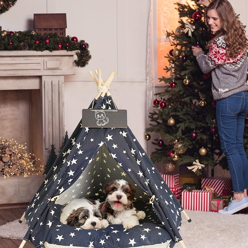 Nukdey Tipi Sátor Kutyáknak Macskáknak Mosható Párnával 50x50x60cm