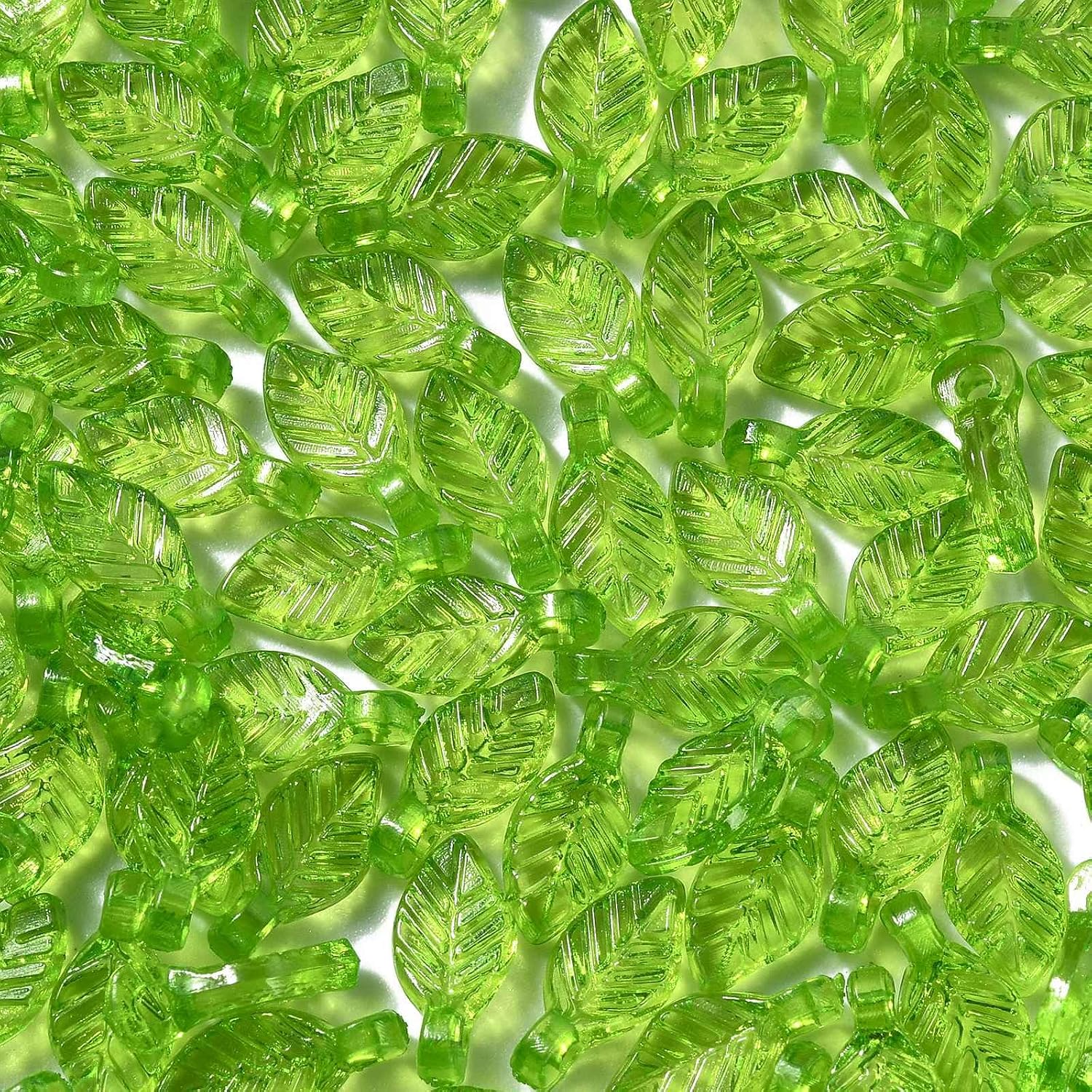 LiQunSweet 100 Pcs Transparent Acrylic Tree Leaf Charms Plastic Green Leaf Charms for Earring Necklaces Jewelry Craft Making image 4