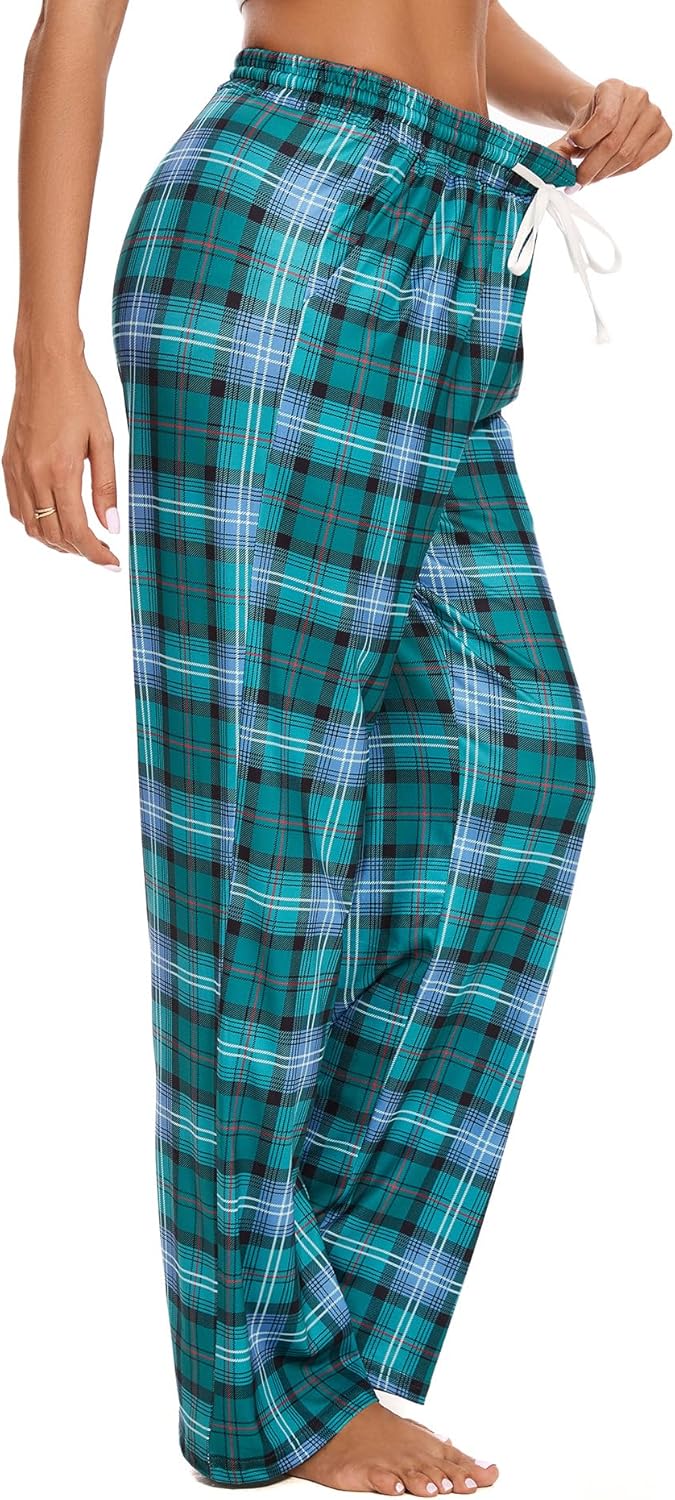 Womens Pajama Pants Plaid Sleep Lounge Pj Bottoms With Pockets - Image 4