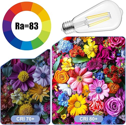 Miniatura 6 de Brightown Paquete de 4 bombillas LED Edison, 6 W, equivalente a 60 W, alto brillo blanco de 5000 K, 750 lúmenes, no regulables, bombillas de