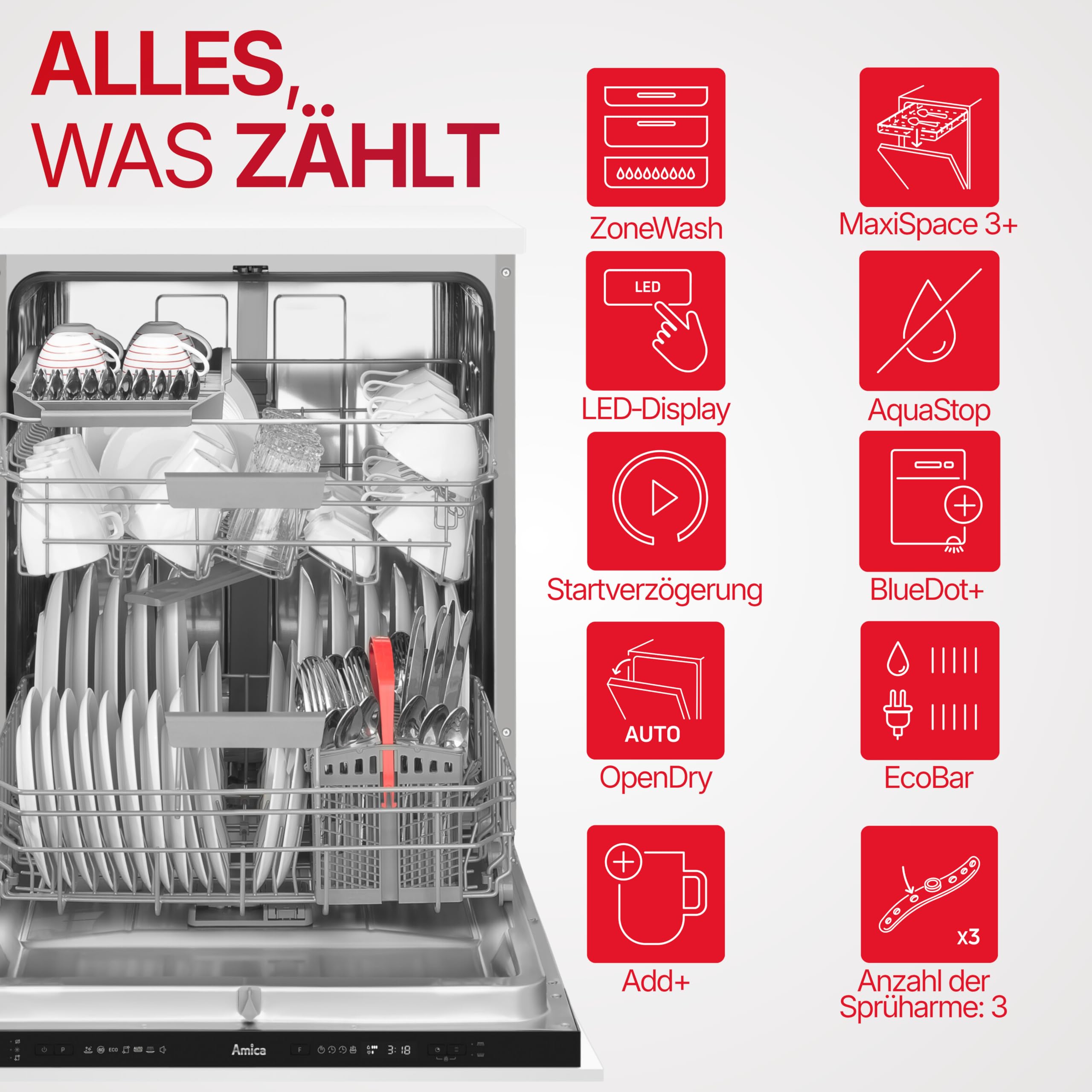 Amica Einbau Geschirrspüler 60 cm 14 Maßgedecke OpenDry EGSPV 594 900