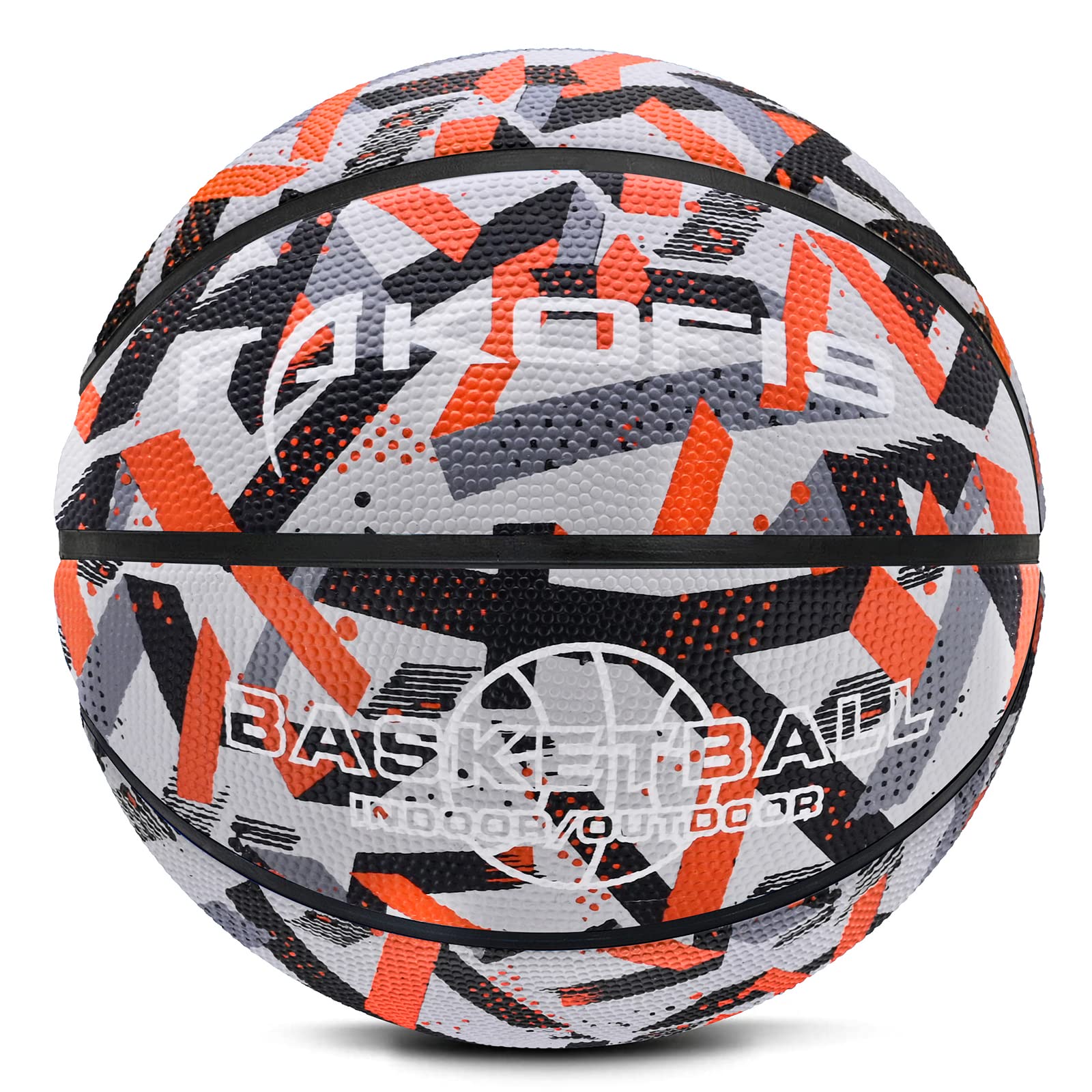 FAKOFIS Children's Basketball Size 3, Youth Basketballs Size 5, Size 7, Outdoor Indoor Street Basketball, Arena Training Adult Beginners Basketballs (Grey Orange, 3)