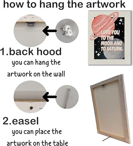 Miniatura 4 de KEUSPI Decoración de pared rosa con diseño de Saturno rosa para habitación, pintura para habitación, pintura para dormitorio, habitación de niñas,