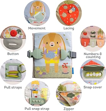 Taf Toys Busy Book for Toddlers 1-3 - Montessori Toys for 1 2 Year Old Boy Girl Birthday Gifts - Busy Book with Zippers, Buckles, Laces - Educational Learning Travel Toy Activity Books