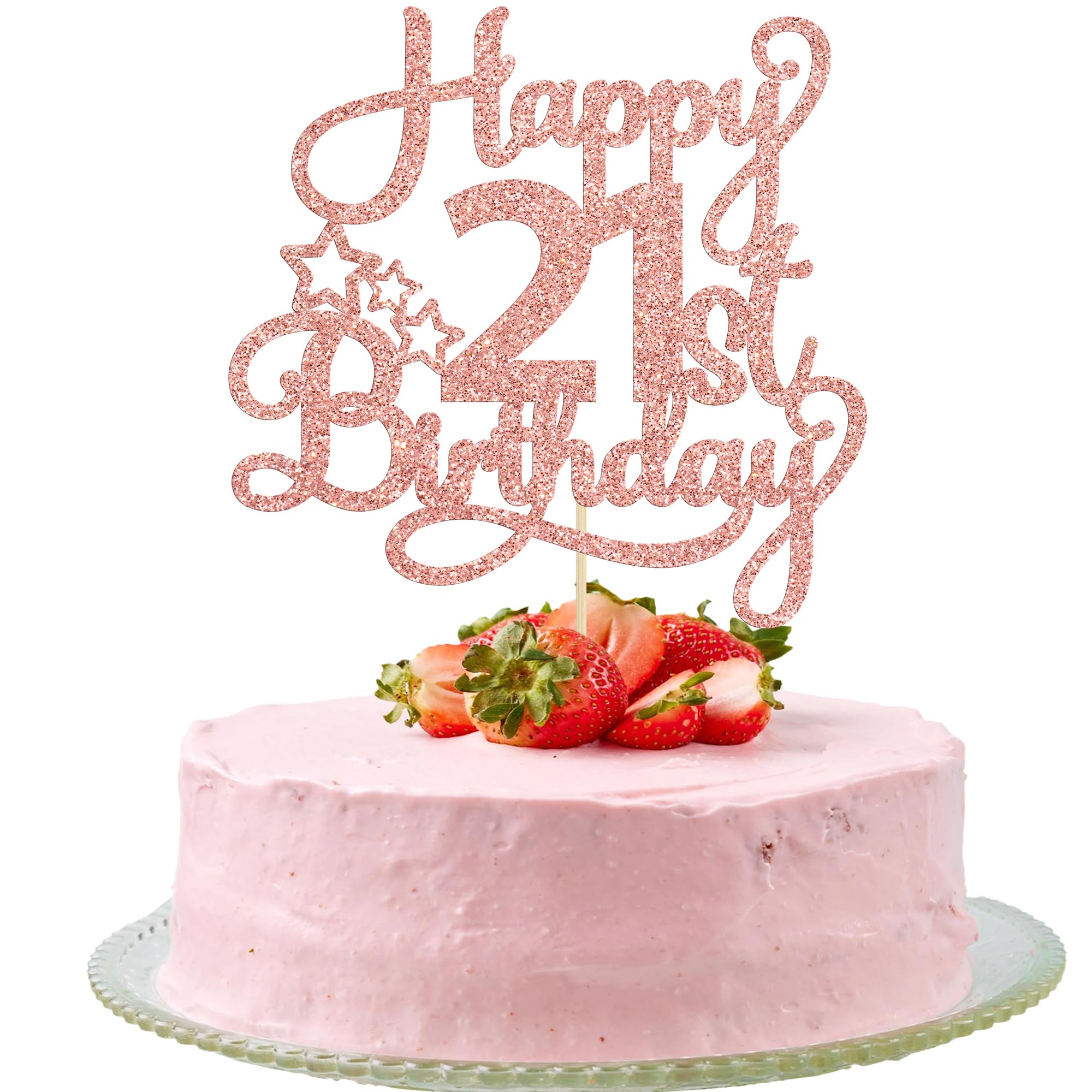 Amazon.com: 1 Pack Happy 21st Birthday Cake Topper - Rose Gold