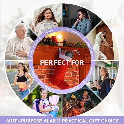 Miniatura 7 de Alarma personal de sonido seguro, alarma de llavero con sirena de 130 dB, alarma de seguridad de emergencia con luz LED, sirena de seguridad de