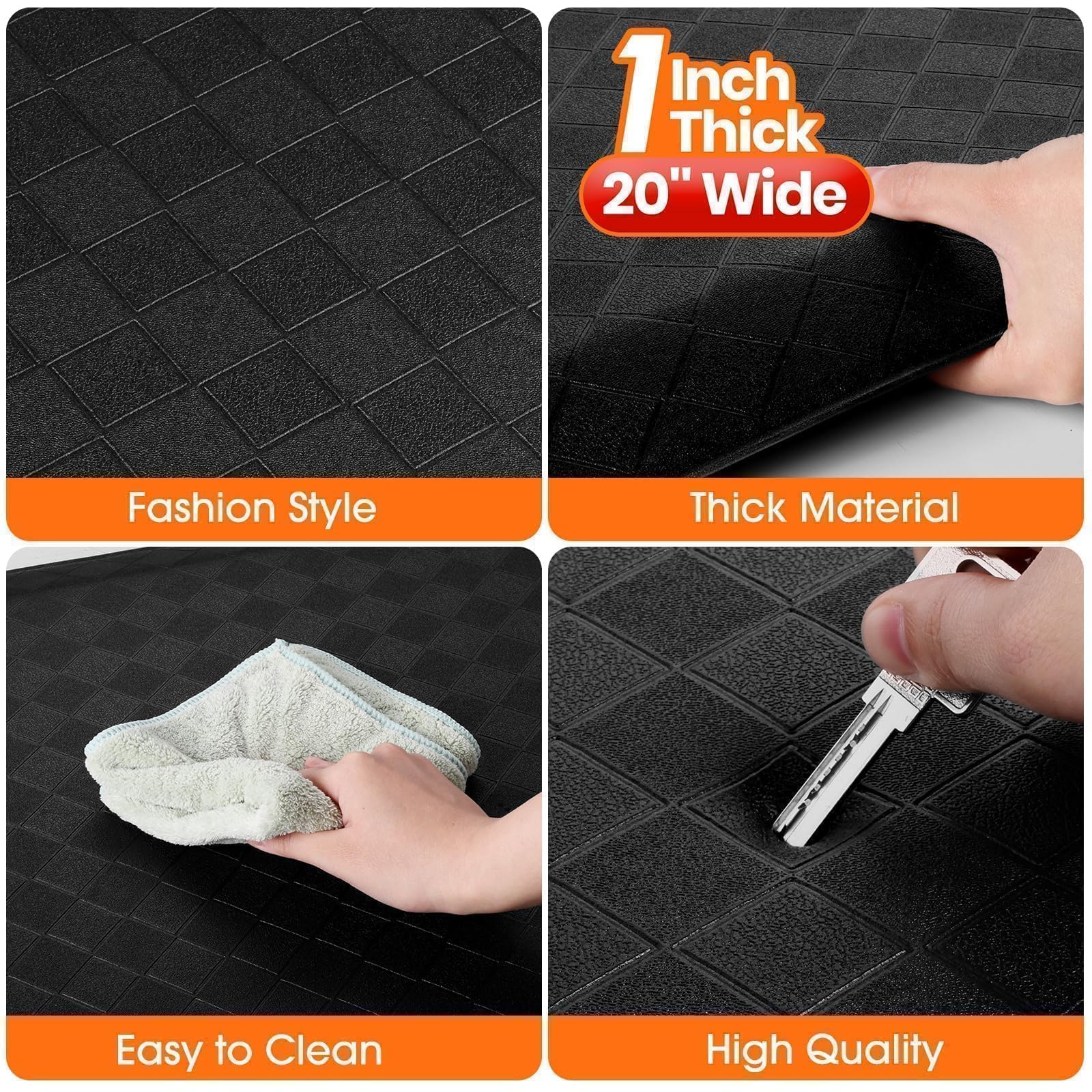 1" Thick Kitchen Mats for Floor, Water Resistant Floor Rug,Black/32" x 20" — Amazon image 4