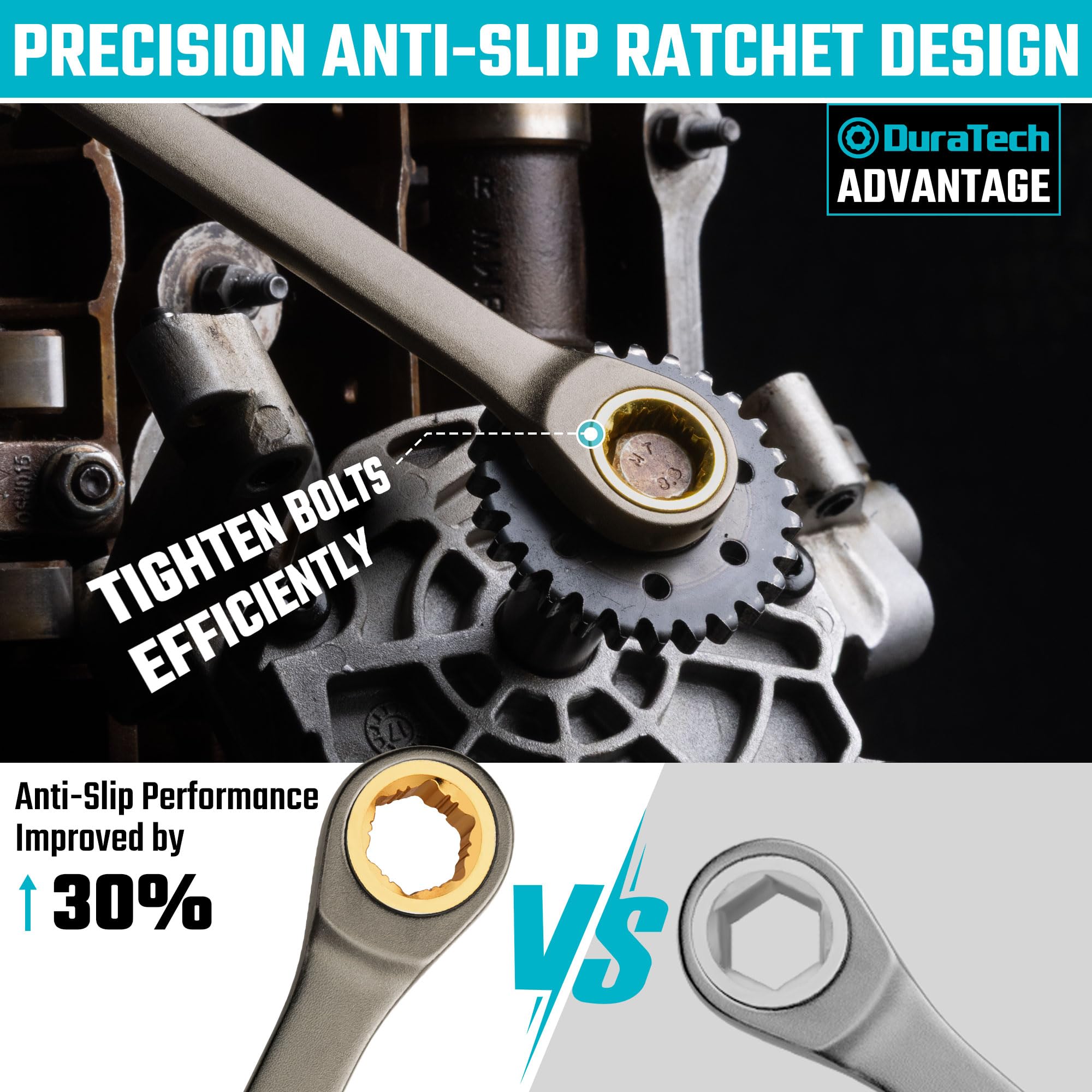 DURATECH Extra Long Ratchet Wrench Set - 9 Piece -3 DURATECH Extra Long Ratchet Wrench Set - 9 Piece -3