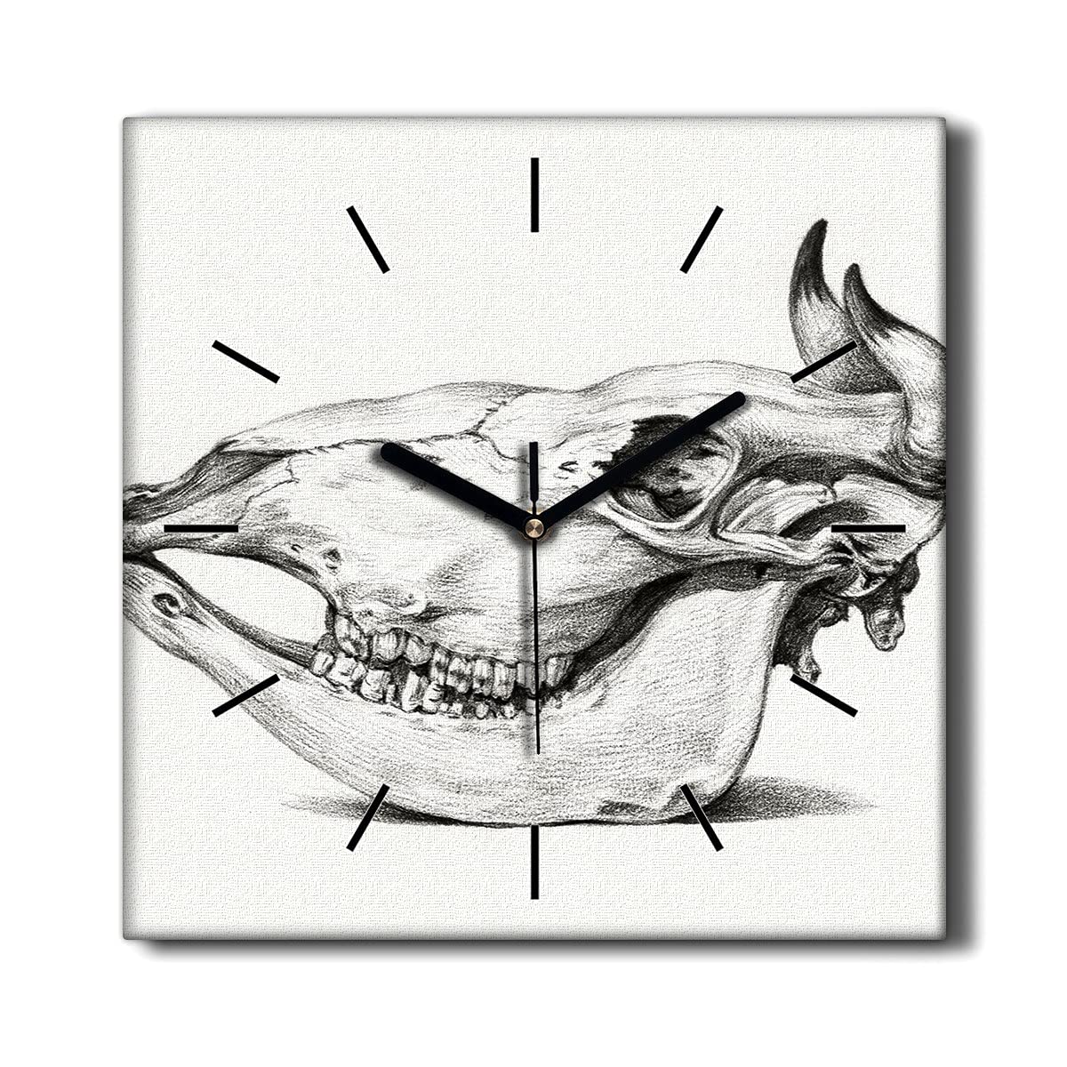 Horloge murale le salon en toile 30x30cm crâne de vache impression premium