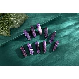 10 PCS Amethyst Crystals Set Wands Polished Healing Crystal Stones Bulk Natural Hexagonal Pointed Reiki Energy Balancing Meditation Therapy Wand Gift Stocking Stuffers for Women