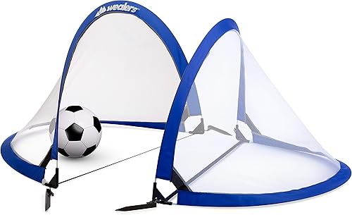 Juego de 2 porterías de fútbol plegables con bolsa de viaje, redes de portería de fútbol ultra portátiles de 4 pies para la playa, parque infantil,