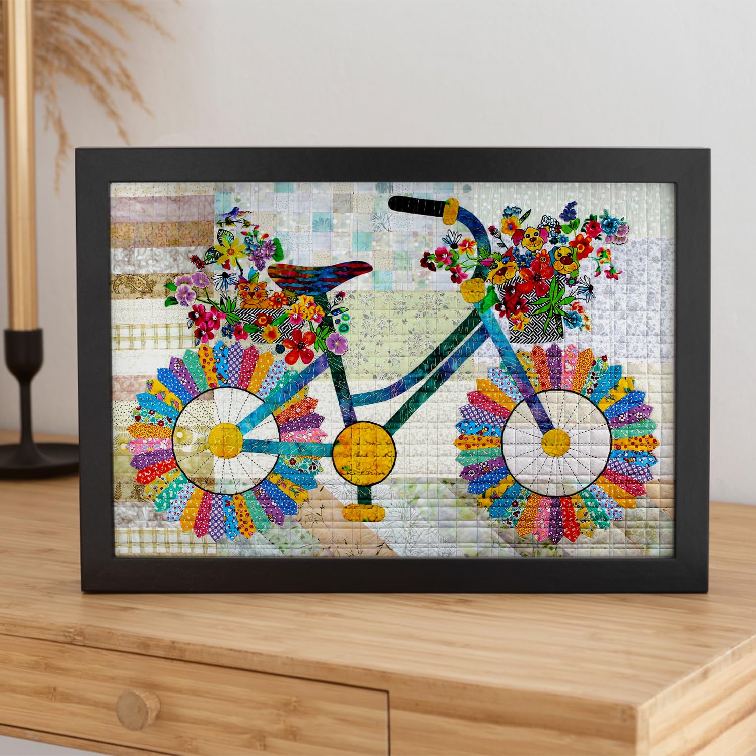Ritwika's Cycling Wall Art | A bicycle with vibrant flowers