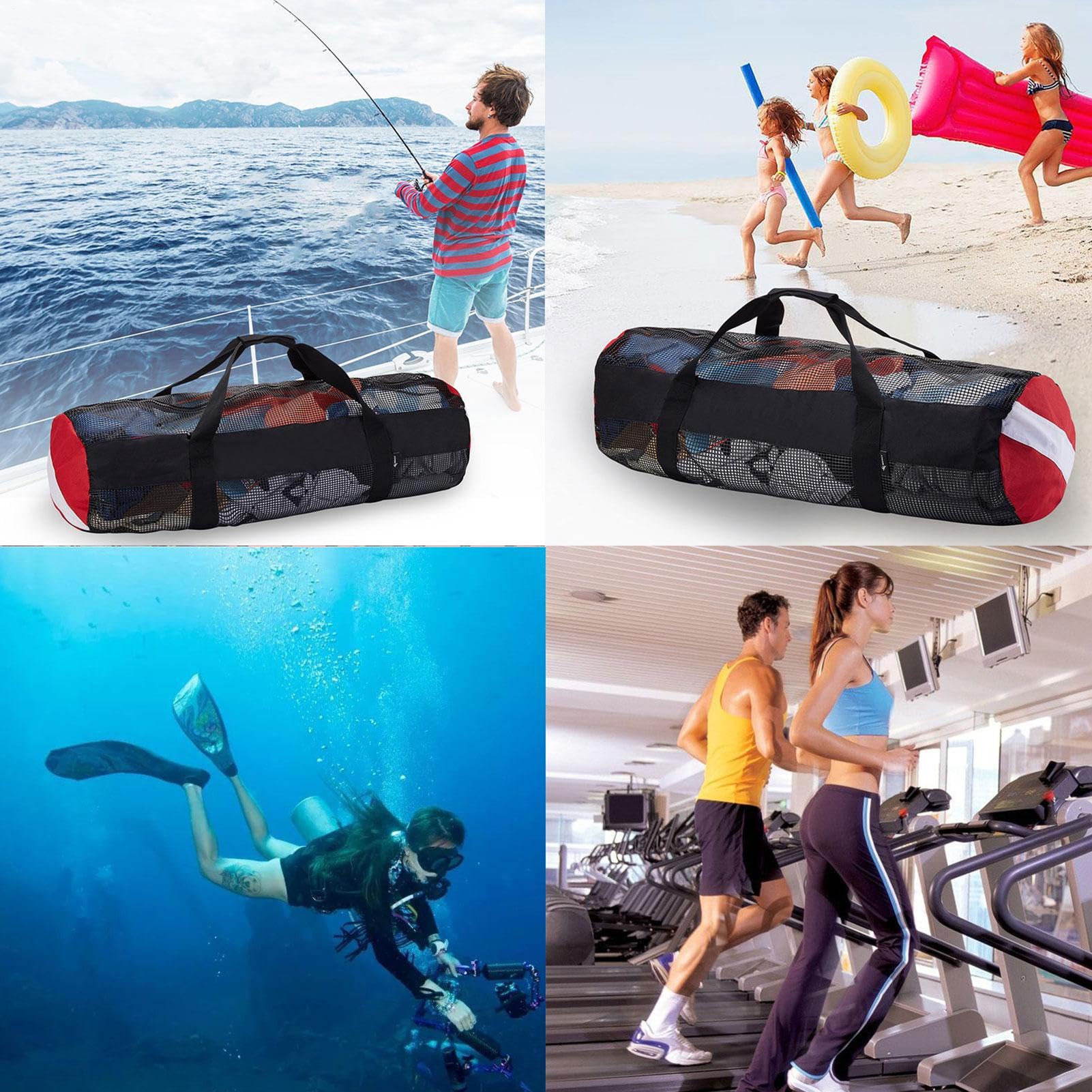 Générique Rete per immersioni in rete – Grande in rete traspirante, cerniera resistente, design pieghevole leggero con asciugatura rapida | Multifunzione per nuoto, spiaggia, attrezzatura da plong