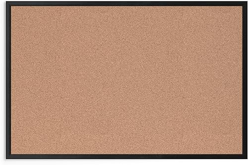 U Brands - Tablón de anuncios de corcho, 35 x 23 pulgadas, marco de aluminio negro, 2880U00-01