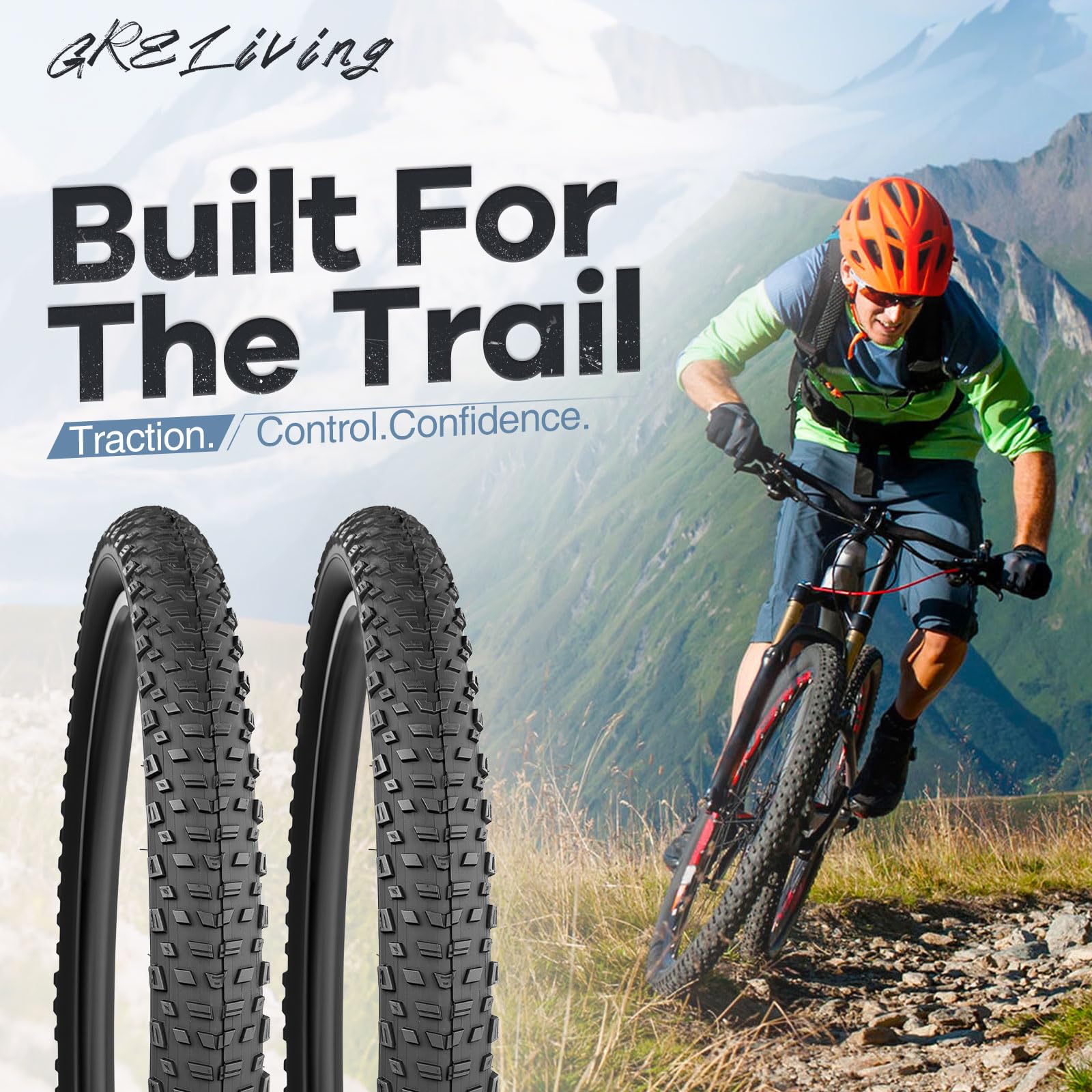 27.5/29 pulgadas MTB neumáticos manguera Set 27.5x2.4 60-584 / 29x2.4 60-622 – Perfil de tacos hasta 40PSI + 2 palancas de neumáticos