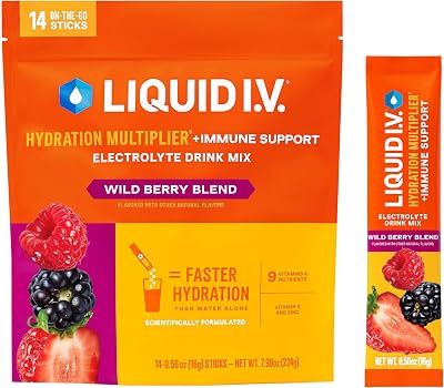 Liquid I.V.® Hydration Multiplier +Immune Support - Wild Berry Blend | Electrolyte Powder Drink Mix | 1 Pack (14 Servings)