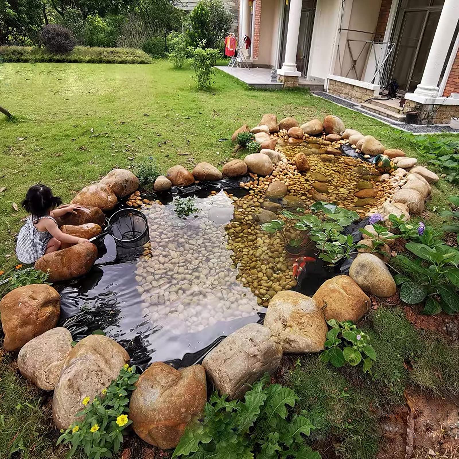 Bâche D'étang,Bâche pour Bassin Jardin,Bâche à Bassin HDPE de Jardin de piscines,Bassin d'eau Jardin Étangs Koï Bâche Agricole Étanche 0.2mm Noir