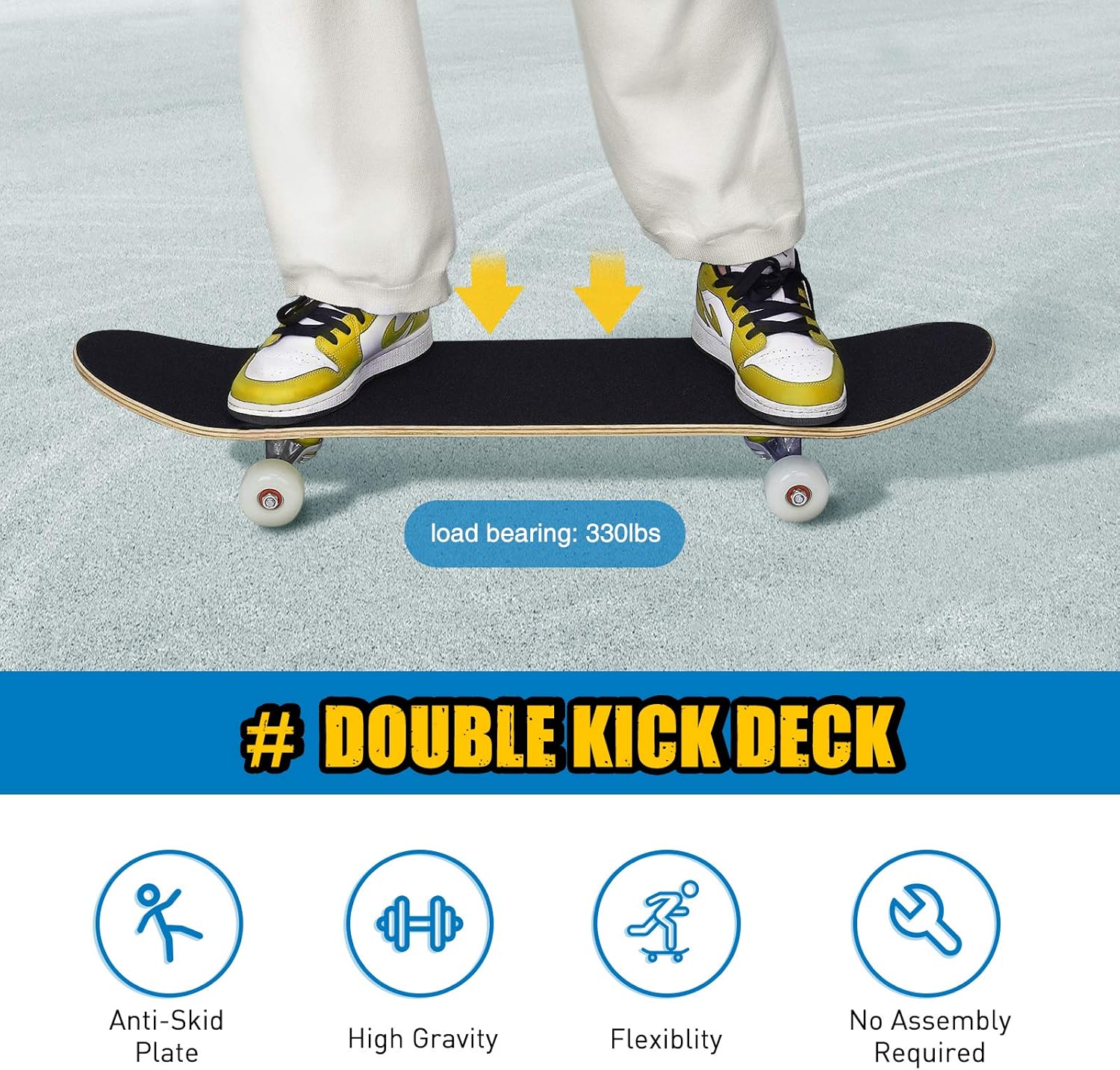 Skateboards for Beginners, 31'' x 8'' Complete Standard Skate Boards with 7 Layers Canadian Maple, Double Kick Concave Skateboards for Kids Youth Teens Man and Women : Sports & Outdoors