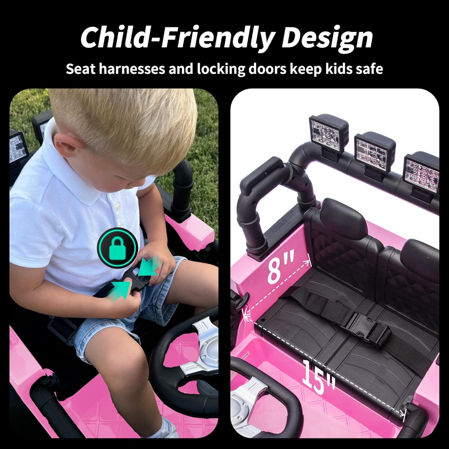 Hikiddo 24V Kids Ride on Car, Kids Electric Vehicles Car Ride on Toy Truck for Toddlers 3-5 w/Remote Control, 400W Motor - Light Pink