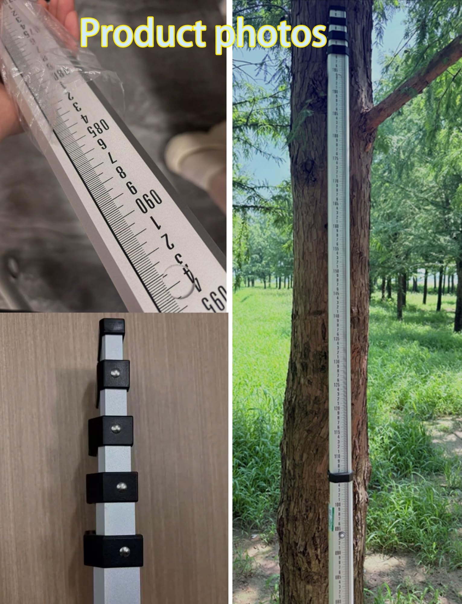 Mira telescópica 300-700 cm de aleación de aluminio portátil | Marcas "E-scale", varilla telescópica antioxidante para medir altura y profundidad del agua(400cm)