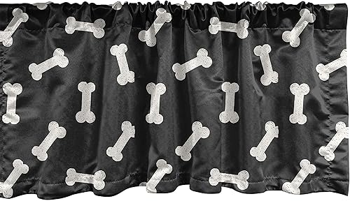 Miniatura 14 de Lunarable Cenefa de ventana abstracta contemporánea, líneas irregulares monocromáticas y nodos patrón curvilíneo, cenefa de cortina para decoración