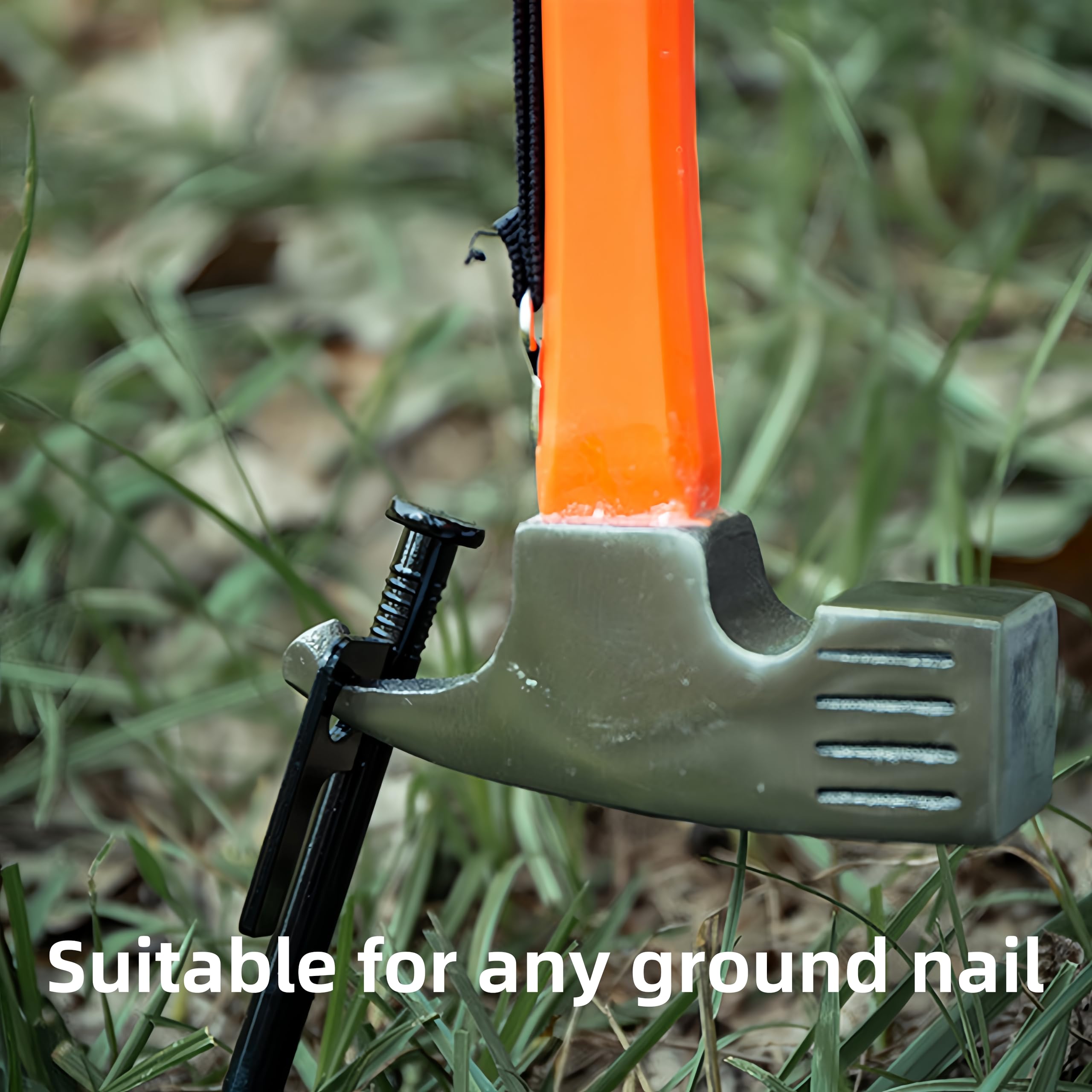 Marteau de camping, extracteur de piquets de tente en acier à haute teneur en carbone, 30,5 cm, multifonction, pour extérieur, piquet, orange