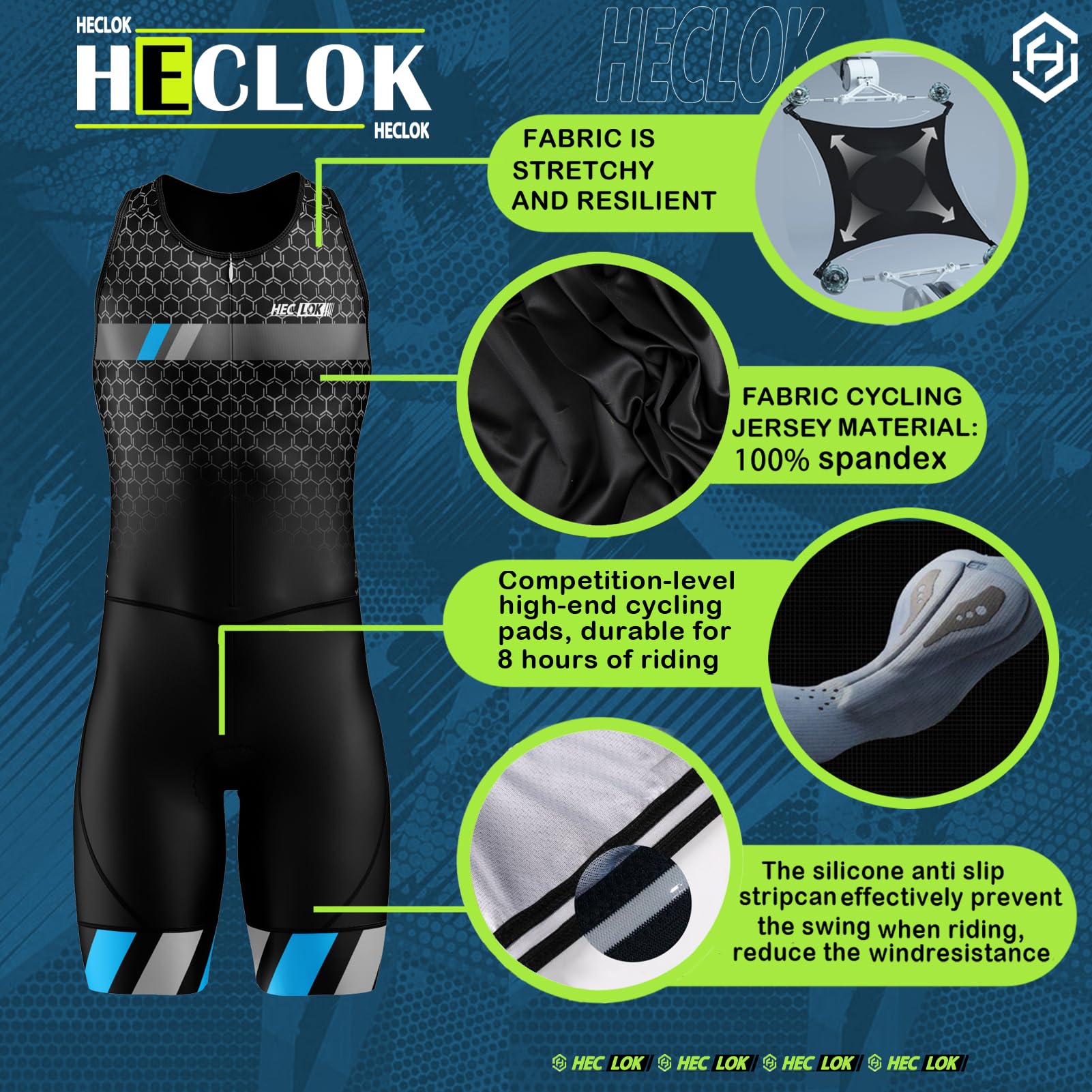 Tuta da Triathlon a Senza Maniche da Uomo,MTB Body Trisuit Cycling Skinsuit with Imbottito Professionale da Competizione per Nuoto/Corsa/Ciclismo,Abbigliamento Ciclismo
