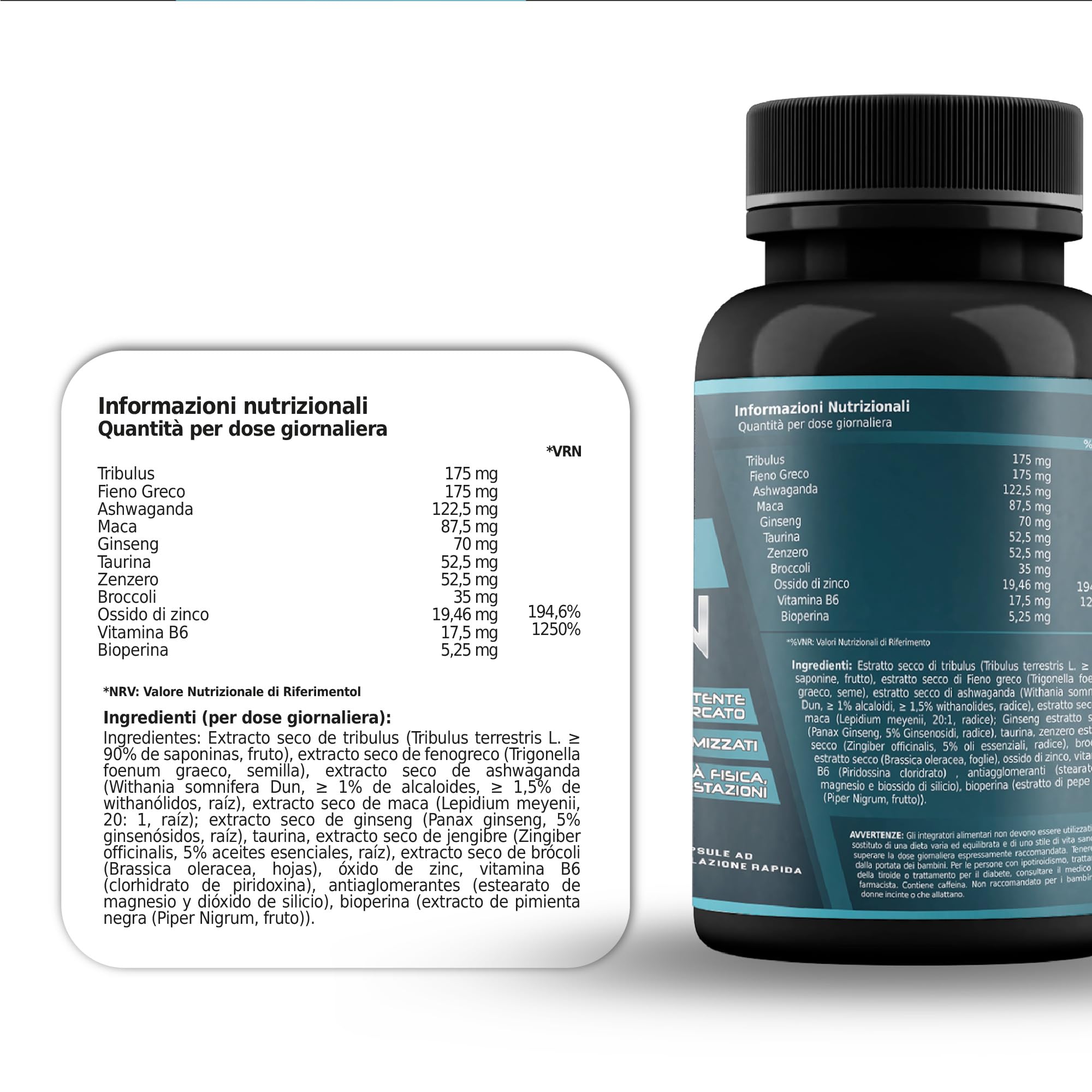 Healthy Fusion Booster Testosterone | Potenziante naturale del testosterone | Taurina + Maca andina, Ginseng | Energizzante 120 capsule