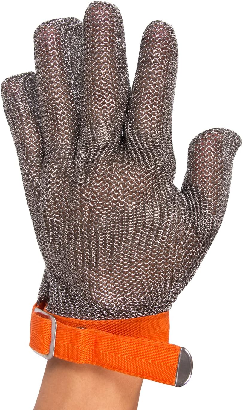 ThreeH Cut Resistant Gloves Stainless Steel Mesh Gloves for Butchers,Restaurant Work,Meat Processing,Slicing,Chopping GL08 XL(One piece)