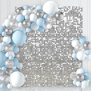 Silver Shimmer Wall Backdrop Panels 6ftx4ft Glitter Disco Party Sequin Backdrop for Wedding Bridal Shower Birthday Graduation Background Decorations 2025