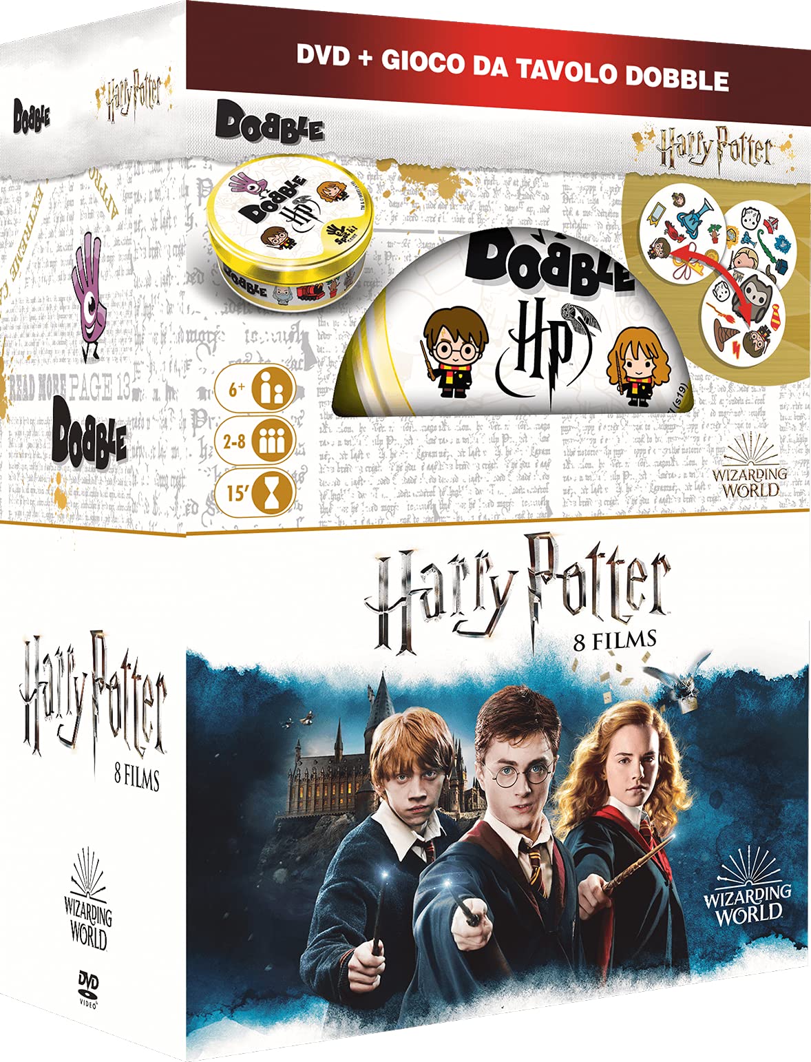 Harry Potter film 1-8 DVD + Gioco da Tavolo Dobble (edizione in italiano) (8 DVD)
