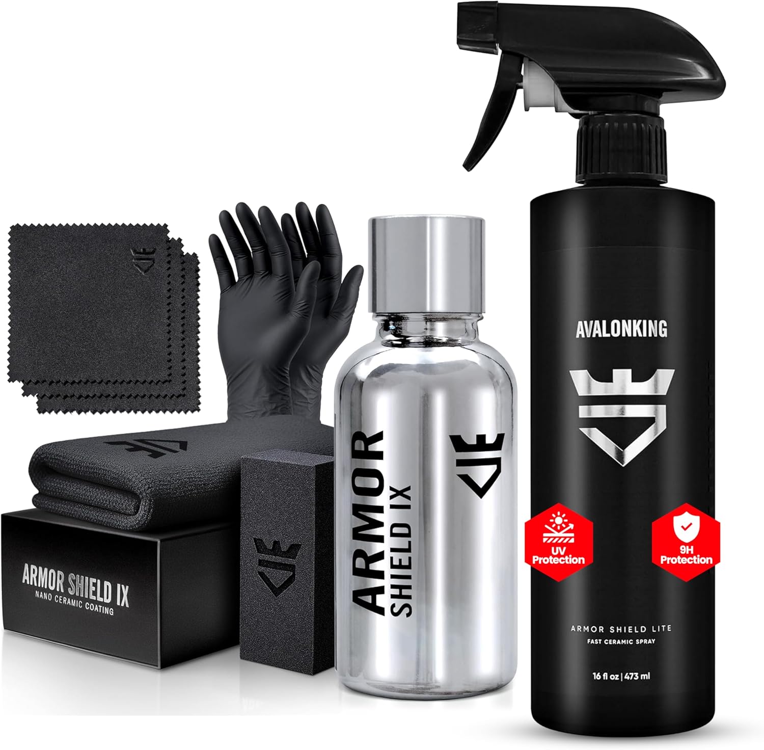 AvalonKing Armor Shield IX DIY Ceramic Coating for Cars - 16 oz Armor Shield Lite Fast Ceramic Coating Spray for Paint, Glass, Wheels & Trim - 30ml Weatherproof Multi-Surface Car Coating Kit