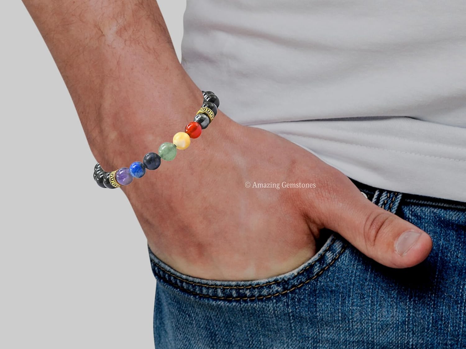 Amazing Gemstone Chakra Black Obsidian Bracelet, Gifts For Men & Women - Protection Healing Crystal Bracelet - 8mm Gemstone Beaded Adjustable Bracelet, Pulseras Para Hombres Mujer Stocking Stuffers - Image 6