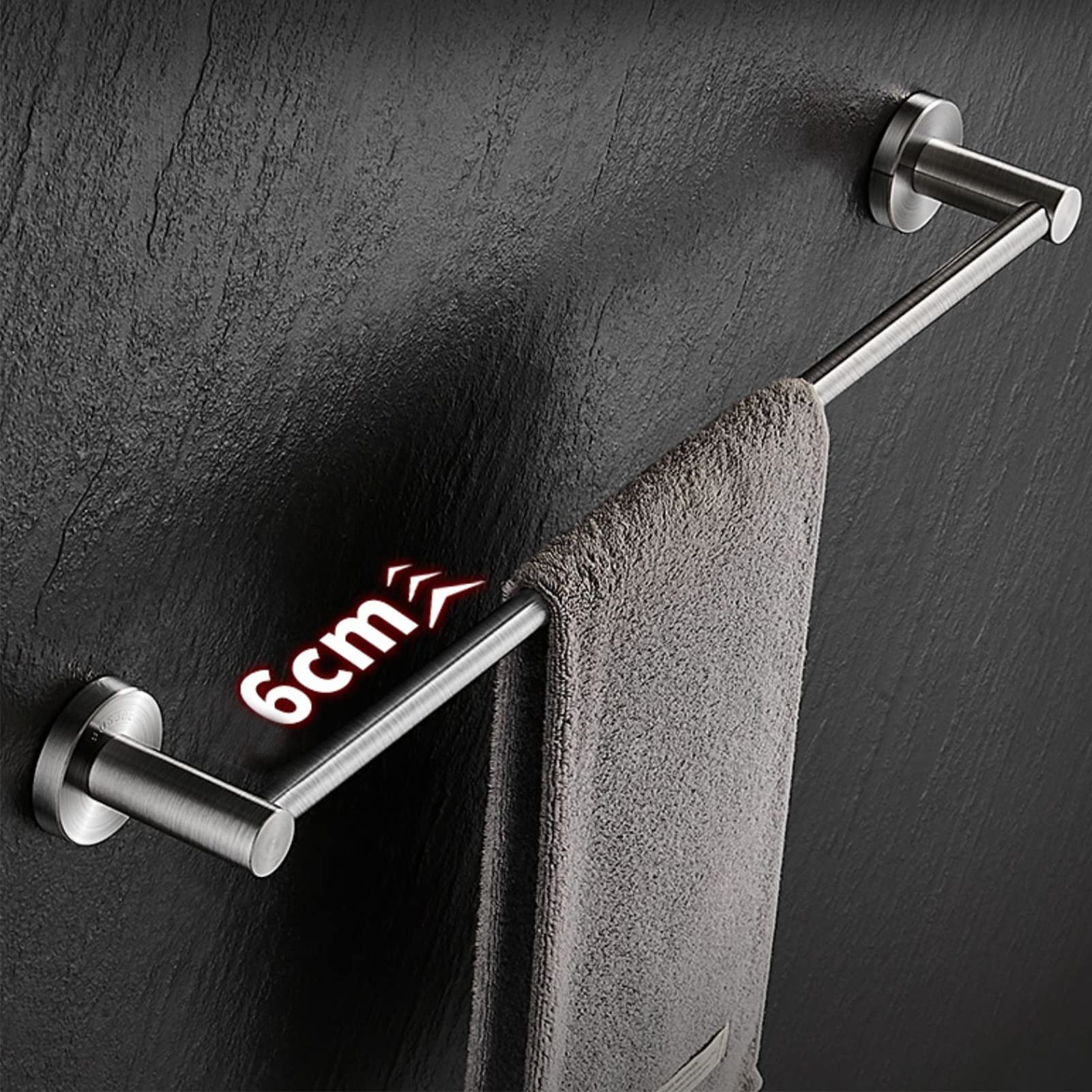 Portasciugamani in acciaio inox da 40 cm, finitura spazzolata, montaggio a parete, per bagno e cucina, design rotondo con hardware durevole per l'organizzazione della casa