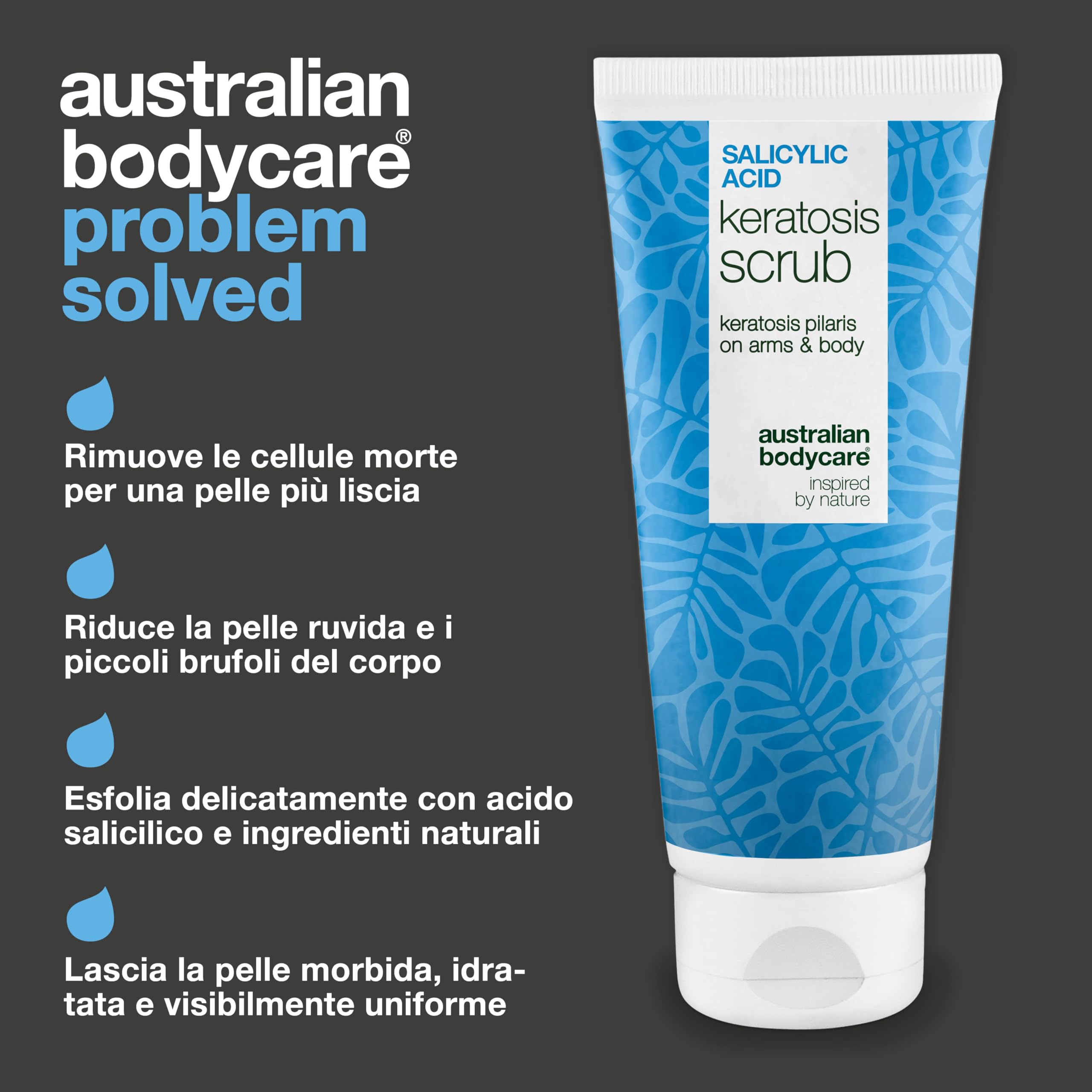 Cheratosi pilare peeling chimico (AHA/BHA) e fisico – esfoliante scrub corpo contro cheratosi pilare, pelle a fragola e peli incarniti con acido salicilico, acido glicolico, allantoina e glicerina