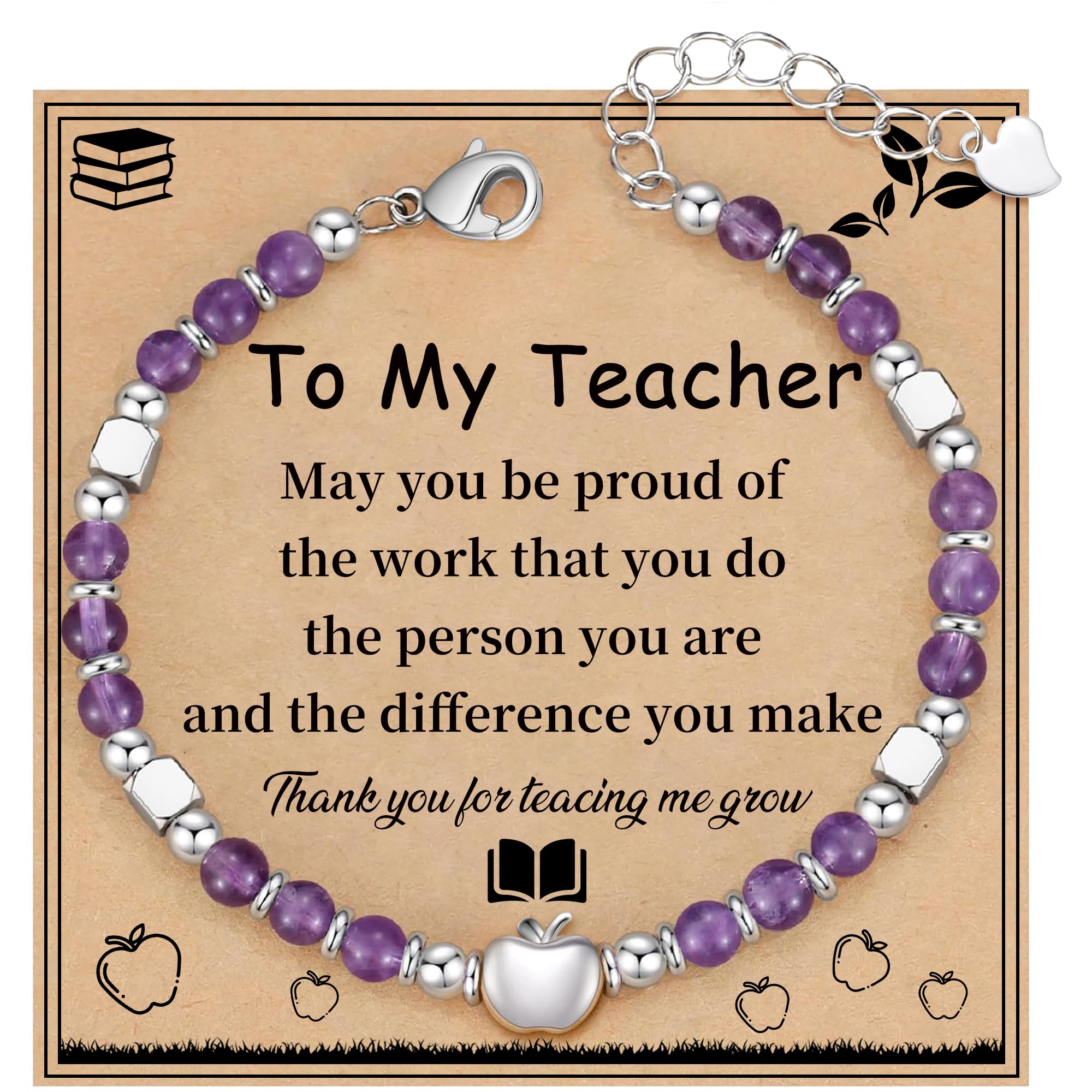 Teacher Appreciation Gifts for Women, Christmas Gift for Women Teacher Bracelet