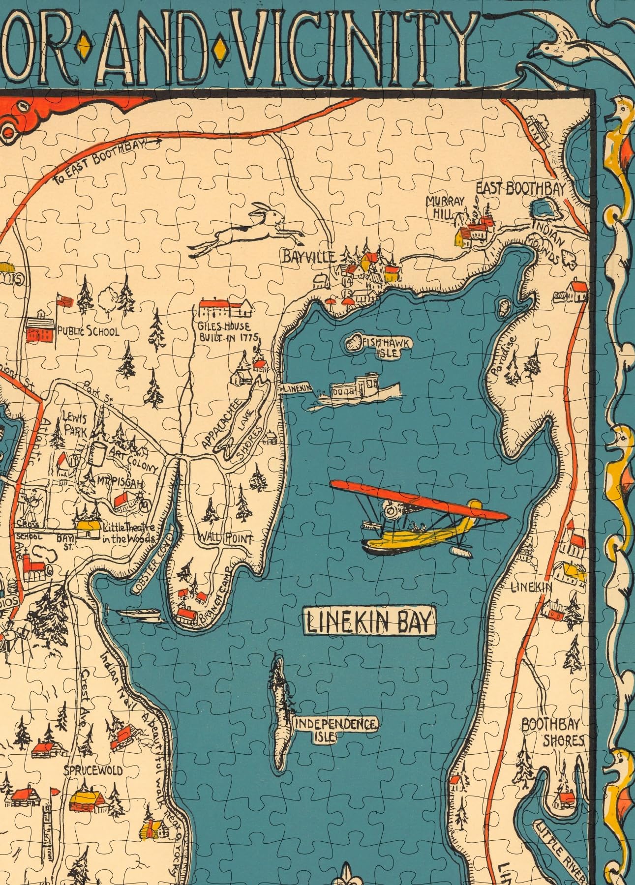 Amazon.com: 1000 Piece Jigsaw Puzzle | 1931 Maine Puzzle map