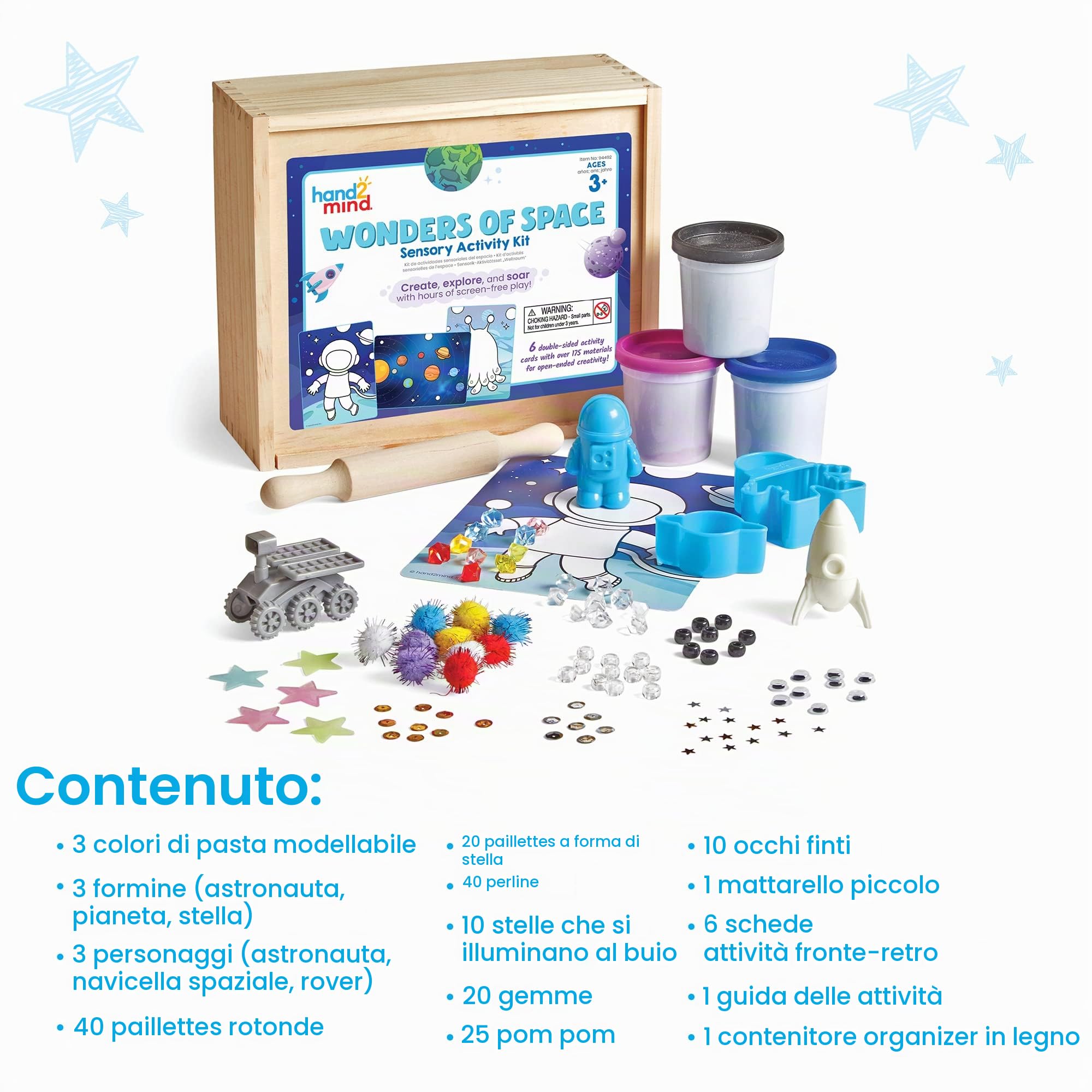 Learning Resources Kit di attività sensoriali Meraviglie dello Spazio, Componenti da Gioco sfusi, Giocattoli sensoriali per Il Gioco sensoriale, Giocattoli per la motricità fine, Montessori, 3+