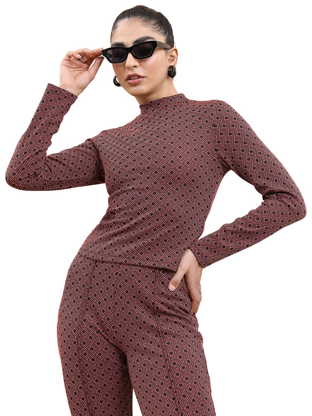 tokyo talkies Women's Long Sleeves High Neck Printed Tops| Stylish | Casual Wear-picture-39