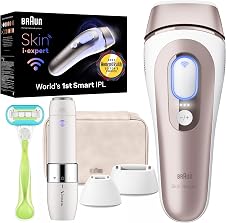 Braun Skin i-Expert Smart IPL PL7219 at Home Laser Hair Removal for Women and Men with App, Premium Pouch, Venus Razor, 2 Smart Heads, Facial Trimmer