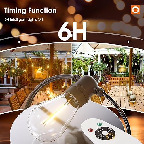Miniatura 2 de addlon Tira de luces LED de 50 pies para exteriores, control de temporizador con bombillas Edison inastillables, hilo resistente a la intemperie,
